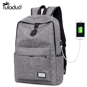 New Design USB Charging Men's Backpacks Male Casual Travel women Teenagers Student School Bags Simple Notebook Laptop Backpack