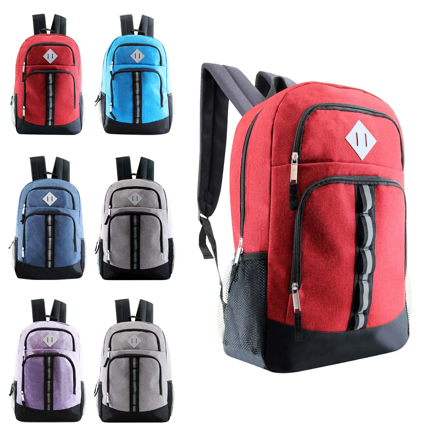 18" Deluxe Wholesale Backpack in 6 Colors - Bulk Case of 24