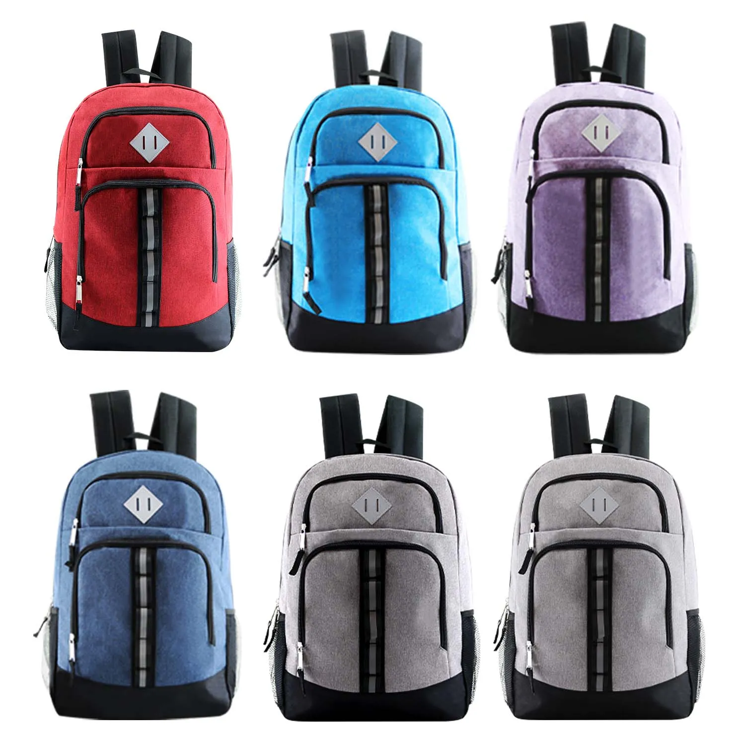 18" Deluxe Wholesale Backpack in 6 Colors - Bulk Case of 24