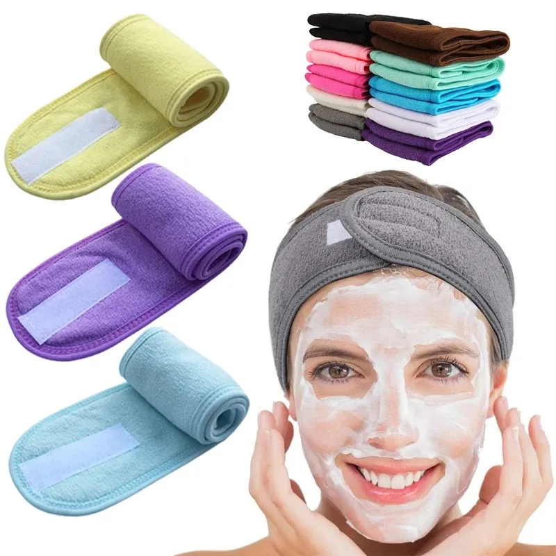 Adjustable wide headband for yoga spa makeup and showers