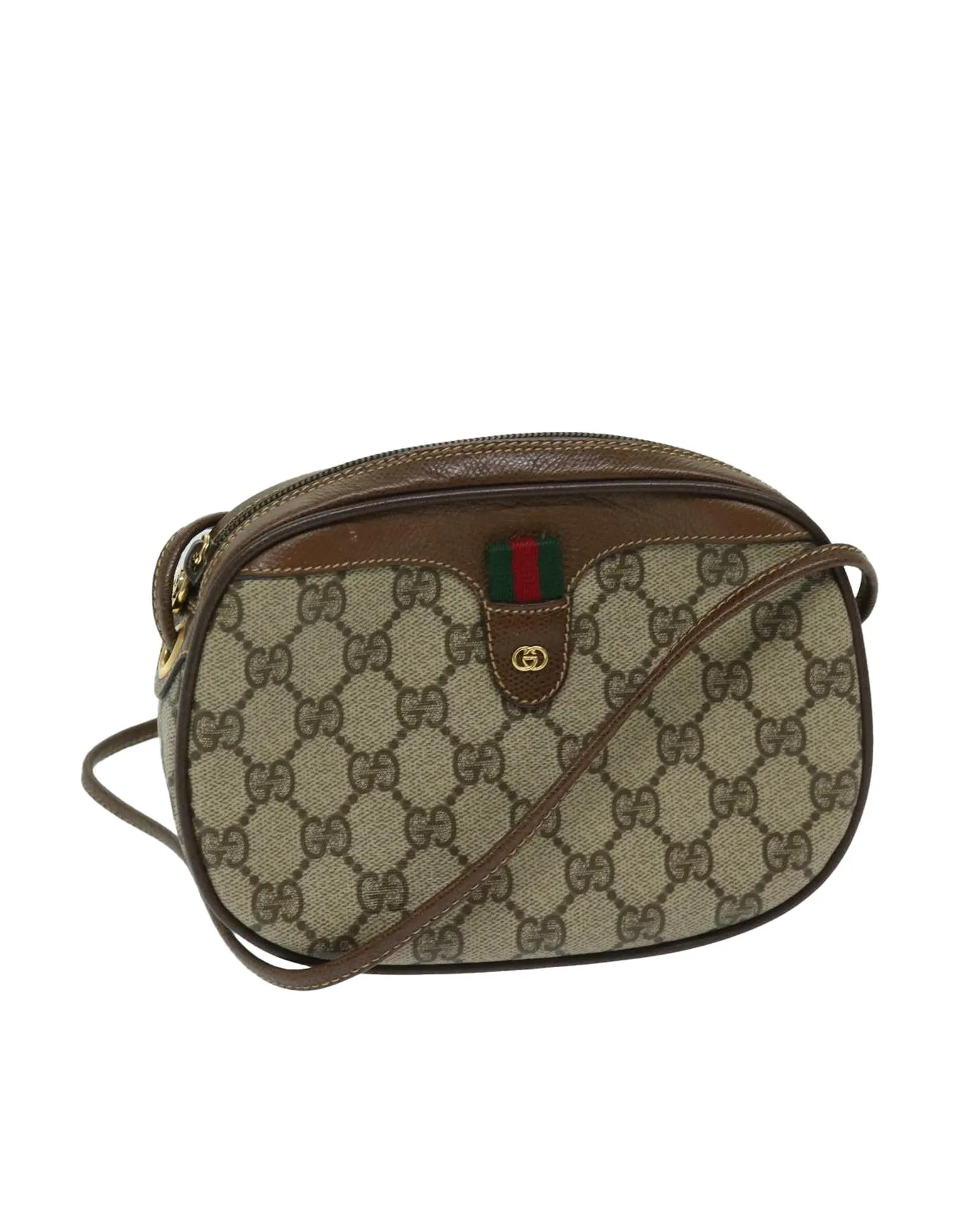 Beige GG Supreme Shoulder Bag with Web Details