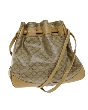 Beige Macadam Canvas Shoulder Bag with Shoulder Drop