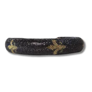 Black and Gold Fleur-de-Lis Embellished Headband