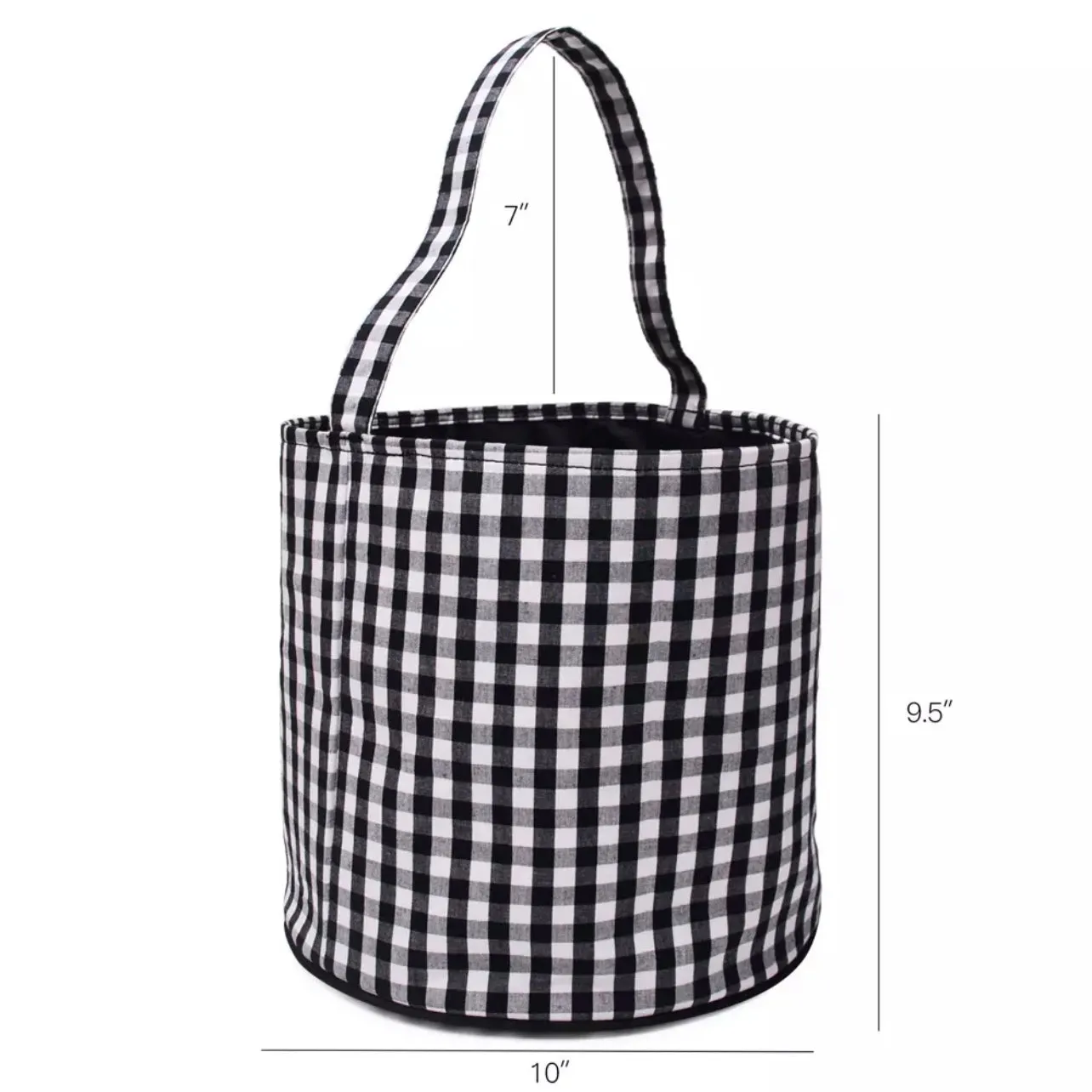 Black Gingham Halloween Bucket Tote