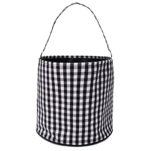 Black Gingham Halloween Bucket Tote