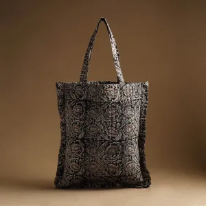 Black - Handcrafted Cotton Frill Jhola Bag 33