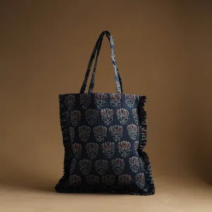 Blue - Handcrafted Cotton Frill Jhola Bag 44