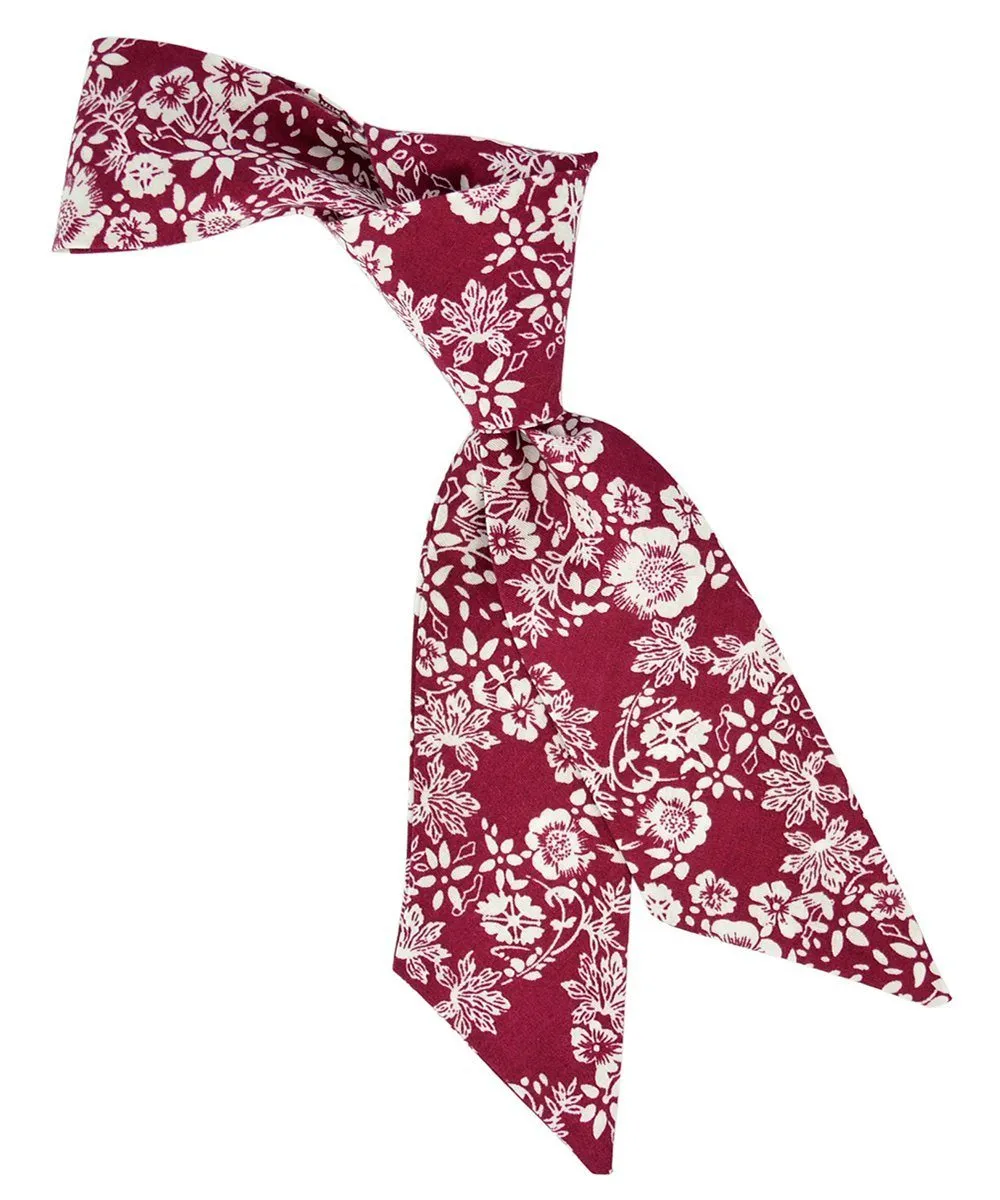 Burgundy and Ivory Floral Hair Tie