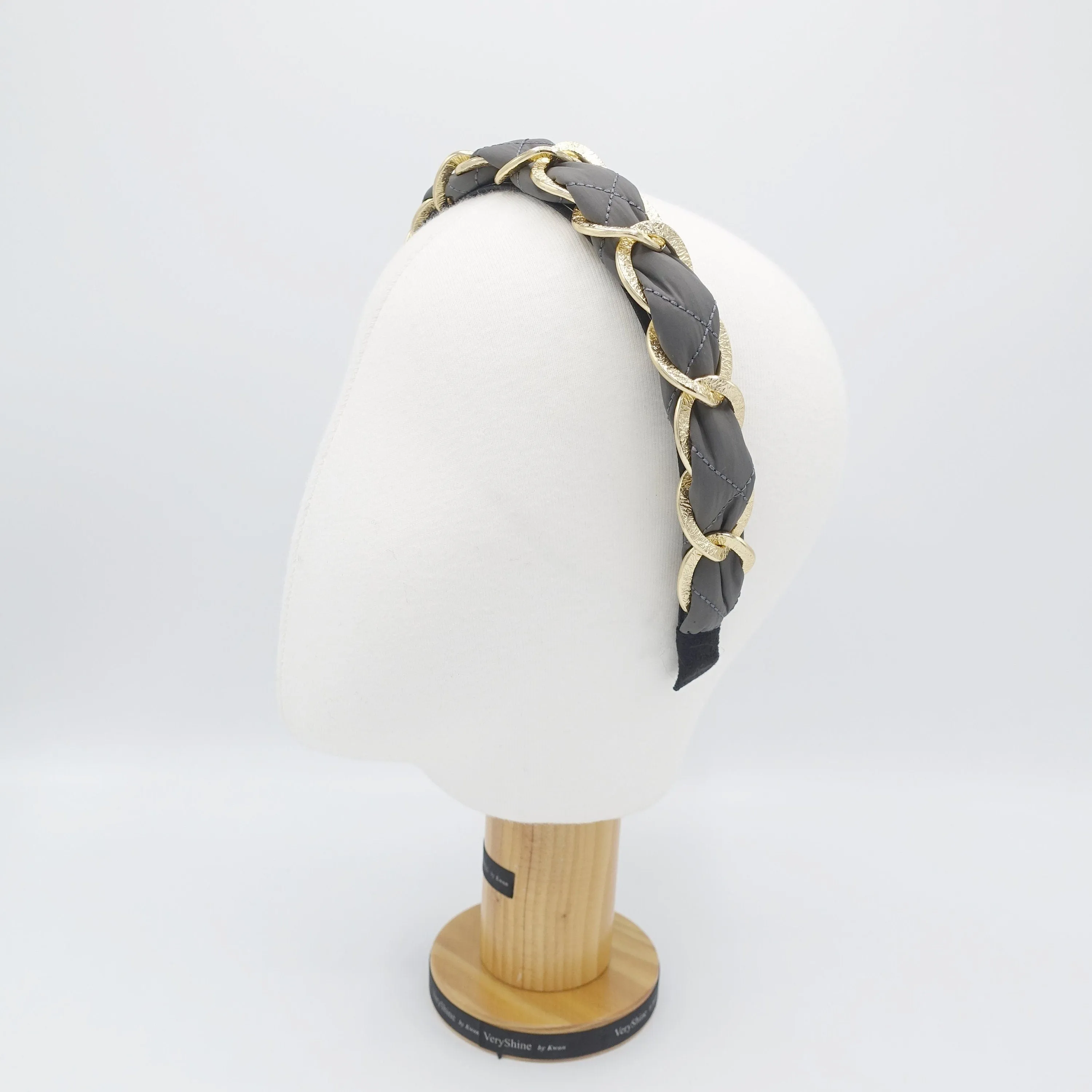 chain wrapped quilted headband stylish women fashion hairband