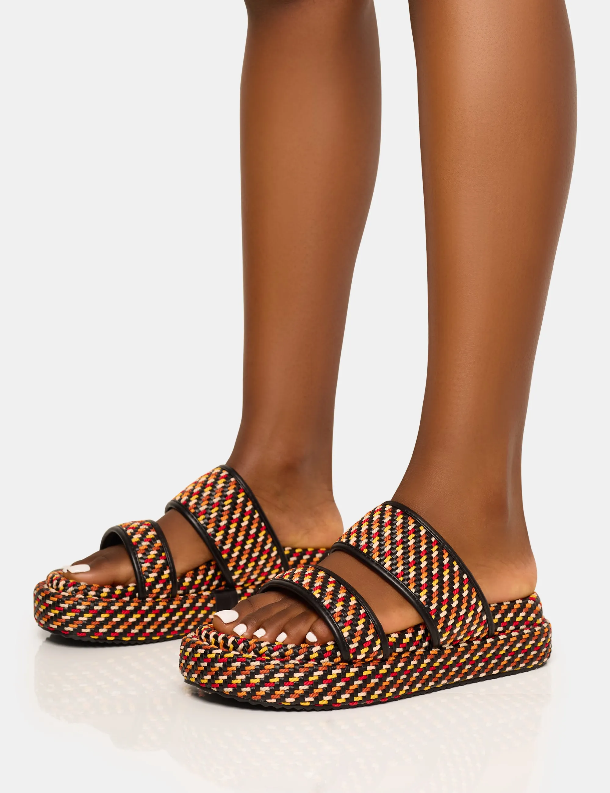 Cierra Multi Double Strap Patterned Platform Sandal