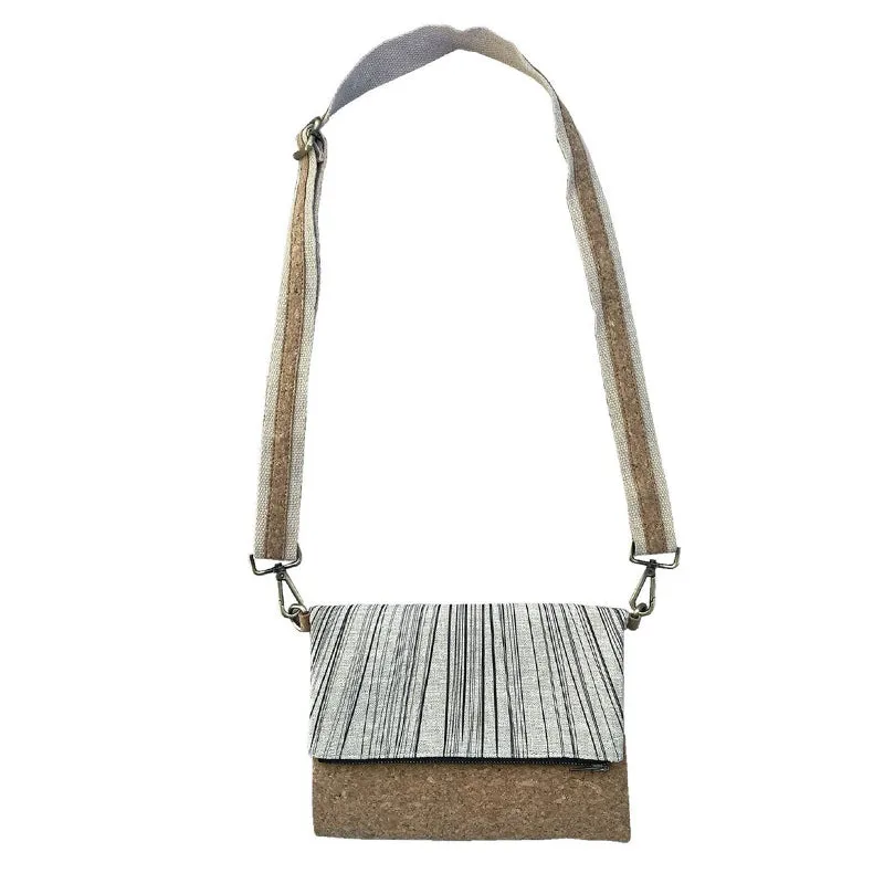 Cork Fabric Fold-over Bag - Ti KoukaBlack on Natural| By Jo Luping