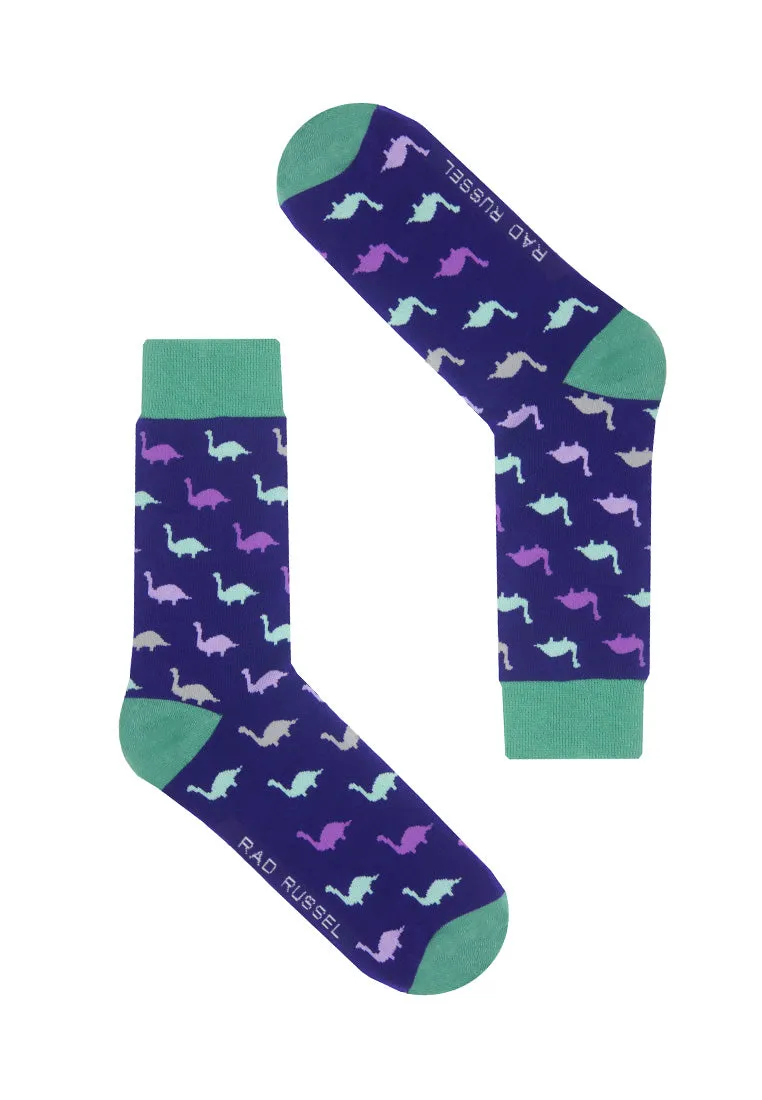 Dinosaur Purple Patterned Crew Sock