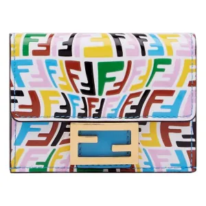 Fendi Vertigo Baguette Multicolor Leather Small Trifold Wallet