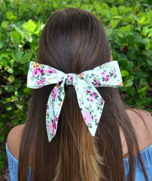 Mint Green and Pink Floral Women's Tie