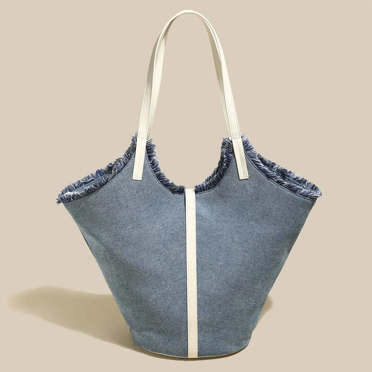 Ocean Blue Fringed Bucket Tote Bag