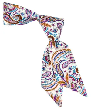 Pink, Purple, Blue and Bronze Paisley Patterned Hair Tie