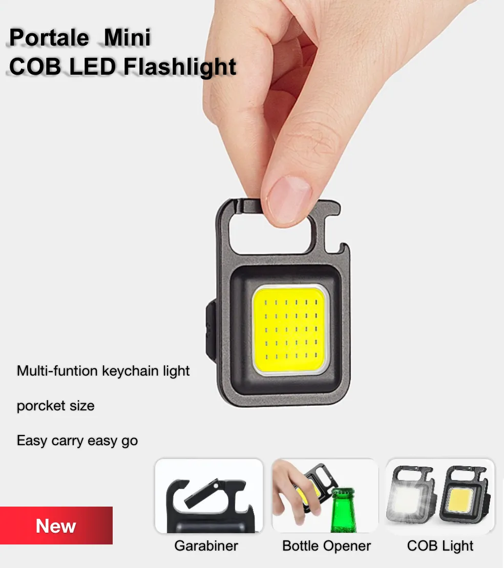 Portable Flashlight Keychain Mini LED Light Glare COB USB Charging Emergency Lamps Work Light Outdoor Camping Light Corkscrew keychain flash light led