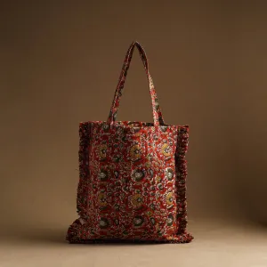 Red - Handcrafted Cotton Frill Jhola Bag 14