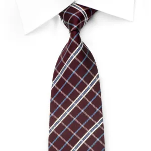 Renoma Men's Rhinestone Silk Necktie Blue Silver Striped On Burgundy With Sparkles