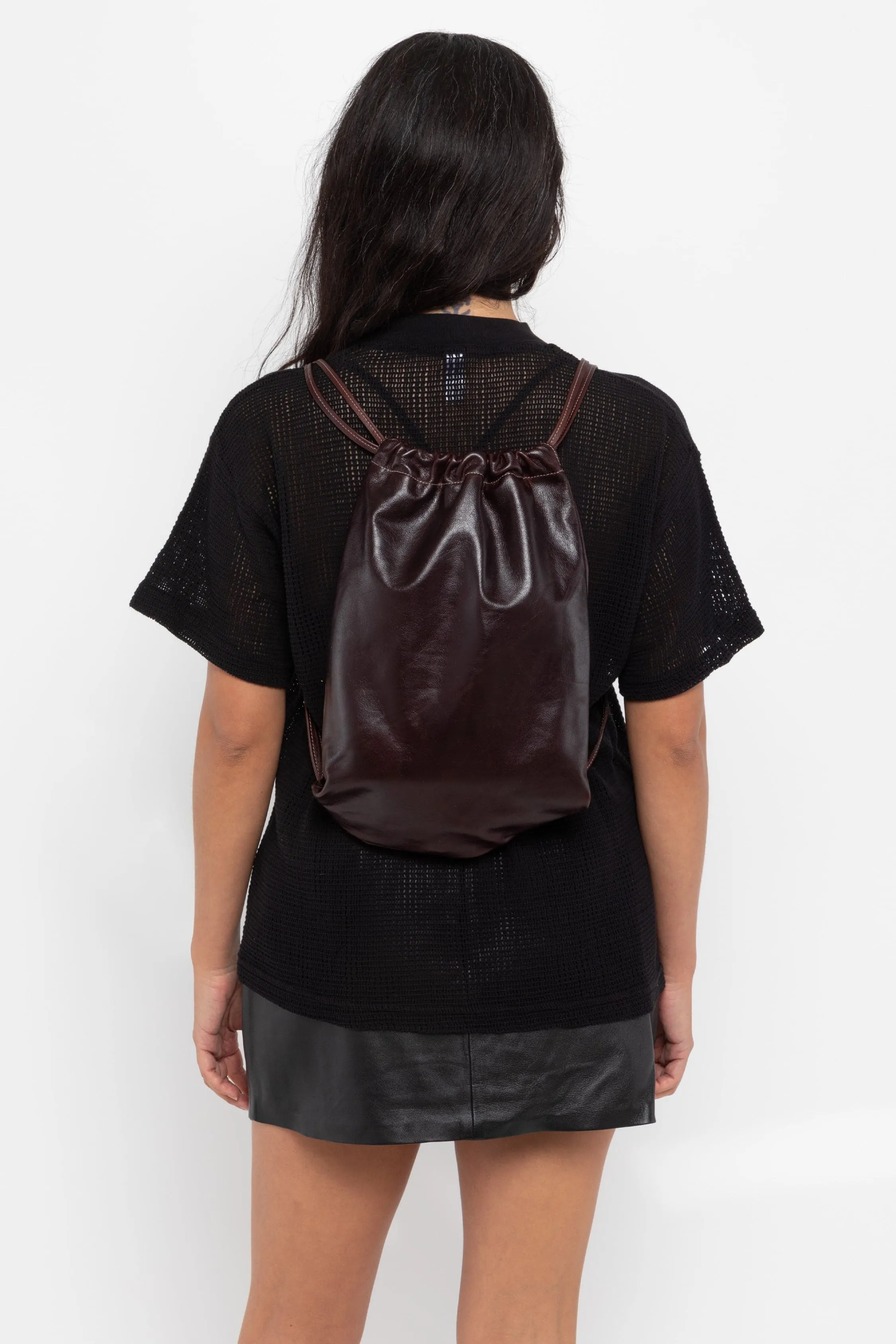 RLH3414 - Unisex Leather Drawstring Backpack