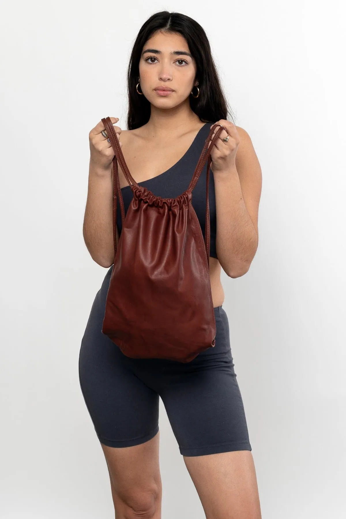 RLH3414 - Unisex Leather Drawstring Backpack