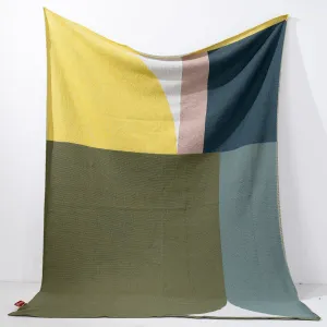 Throw / Blanket - Knitted Colourblock Geo Green